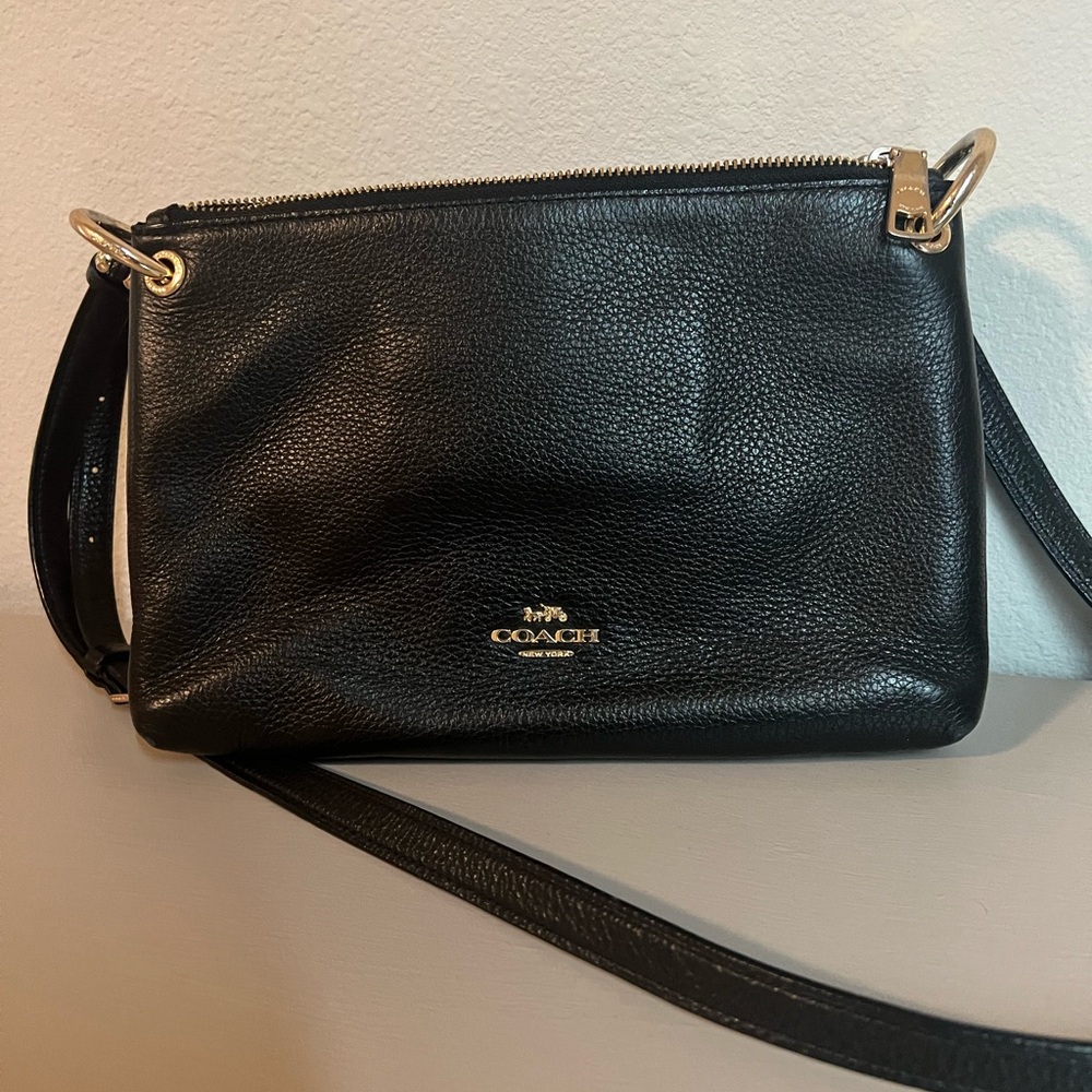 Coach Black Crossbody Bag with Pebbled Leather